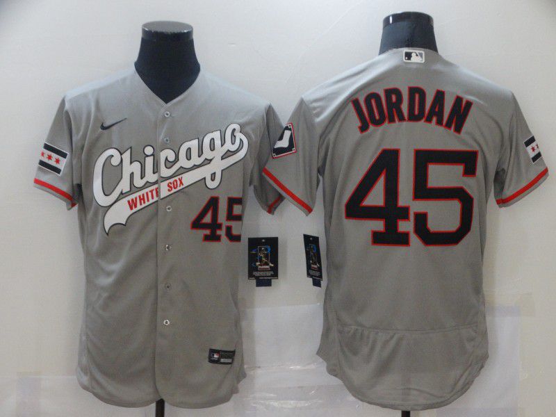 Men Chicago White Sox #45 Jordan Grey Elite Nike MLB Jerseys->chicago white sox->MLB Jersey